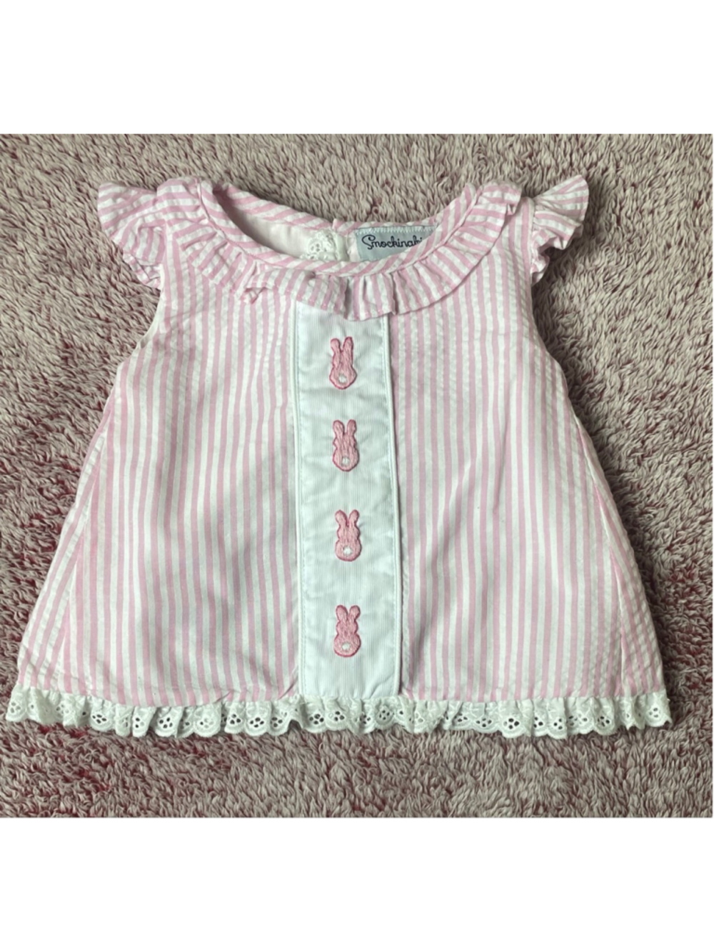 Girls 6 Months Smockingbird Bunny seersucker Top